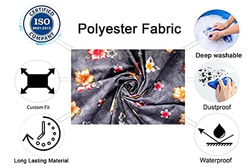 Stylista Washing Machine Cover Compatible for LG 7 KG Semi-Automatic Top Loading P7020NGAZ Floral Grey, Polyester Waterproof 3