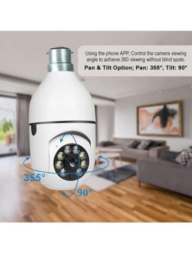 Guard Well 3MP WiFi Light Bulb Camera for Home Indoor | 360° Rotation | Color Night Vision | Motion Detection | Two Way Audio | Wireless Home Security Camera with Mobile App V380 Pro (Light Camera) 4