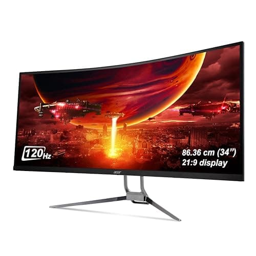 acer ED343CUR J 34 Inch UWQHD (3440x1440) Pixels VA Panel 1000R Curved Backlight LED Monitor I 1 MS, 120Hz Refresh I HDR 10, Adobe RGB 90% I RGB Lighting I 2 x HDMI (2.0) 2 x DP (1.2) I Eye Care