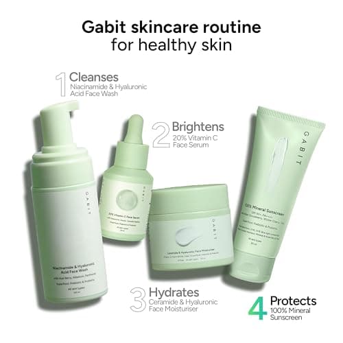 Gabit 100% Mineral Sunscreen SPF 50 PA++++ | Water & Sweat Resistant, UVA/B & Blue Light Protection | No White Cast | Vit E, Gooseberry, Winter Cherry | Normal, Oily, Dry Skin Types | Oil free | 50ml  5