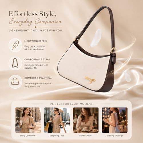 adira Elegant Shoulder Bag for Women | Cream Mini Handbag with Contrast Trim | Lightweight Stylish Purse for Daily Use, Party, Travel & Gifting 3