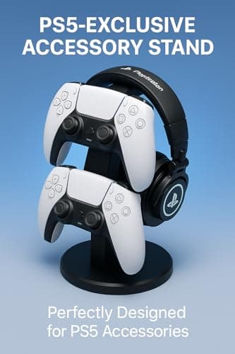 PST 3D Printed Dual Controller & Headphone Stand | Compatible with PS5 Controllers | Gaming Headset Holder + Gamepad Display | All-in-One Desk Organiser | Made in India 2