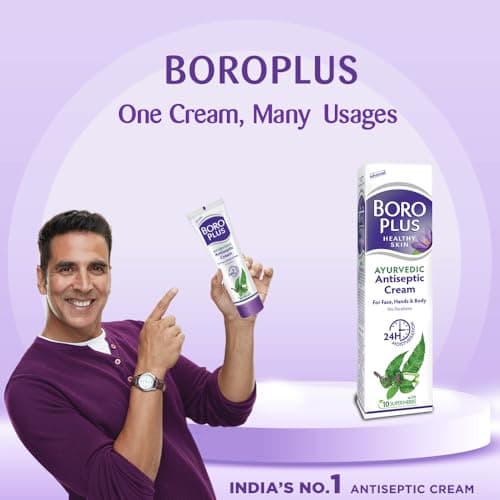 BoroPlus Ayurvedic Antiseptic Cream with 10 super herbs |24 hrs Moisturisation |Glowing Skin|For Face, Hand & Body | Heals and Protects the skin|120ml 3