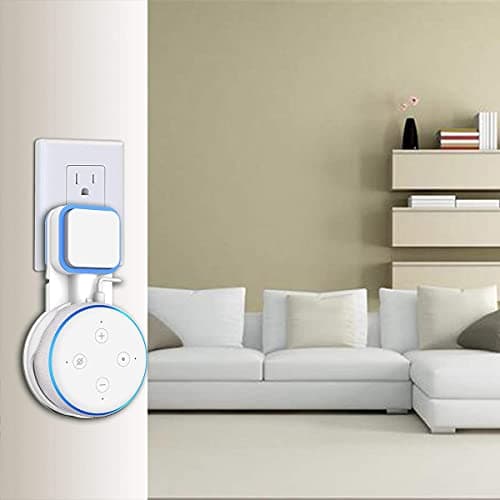 JERN® Wall Mount Hanger Holder for Dot 3rd Gen, Compact Bracket Case Plug and Built-in Cable Management for Kitchen Bathroom, Bedroom (White) 3