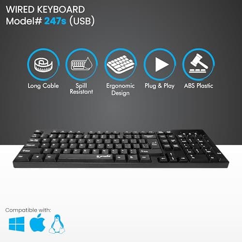 Prodot Set of 3 High-Performance 247s Keyboard, 175 Mouse Combo with USB Hub Combo Set for Laptop, Computer, PC 2