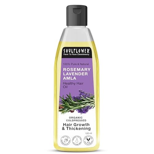 Soulflower Rosemary Lavender Amla Hair Oil for Hair Growth & Hair Fall Control | Anti Dandruff, Dry Scalp, Long & Strong Hair | Natural Essential Oils for Men & Women - 100ml