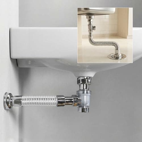 GOEKA® 2-in-1 ABS Bottle Trap with Convertible Waste Pipe | Expandable & Flexible Chrome Drain | Rust-Resistant Bathroom & Kitchen Basin Trap | Easy Installation