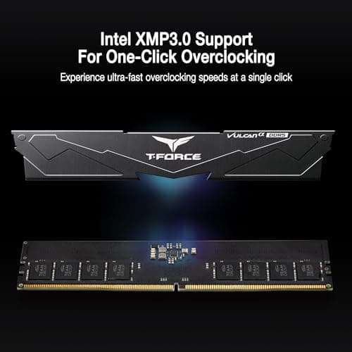 TEAMGROUP T-Force Vulcan Alpha DDR5 Ram 64GB Kit (2x32GB) 6000MHz (PC5-48000) CL38 Desktop Memory Module Ram AMD Optimized Memory Black FLABD564G6000HC38JDC01 3