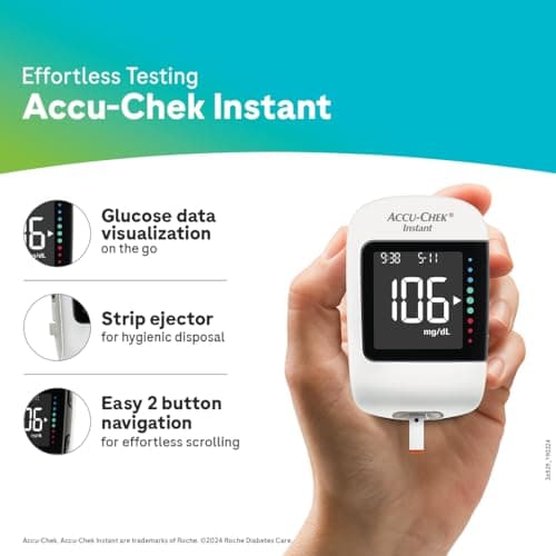Accu-Chek Instant Blood Glucose Glucometer (with Bluetooth) with Vial of 10 Strips, 10 Lancets and a Lancing Device FREE for Accurate Blood Sugar Testing 5