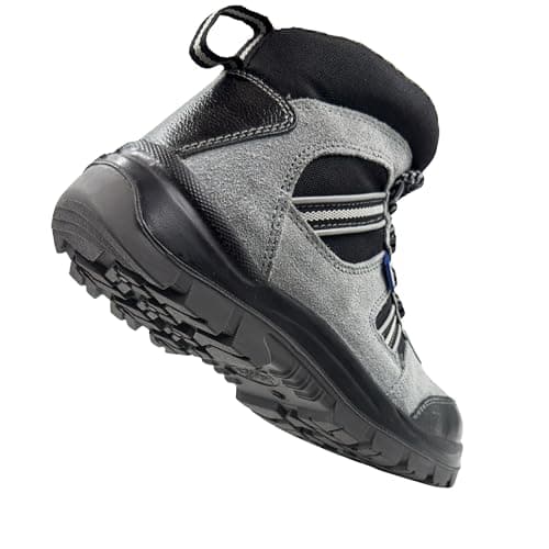 Allen Cooper AC-1157 Hi-Ankle Leather Safety Shoe (Size 9 UK/India) Grey 3