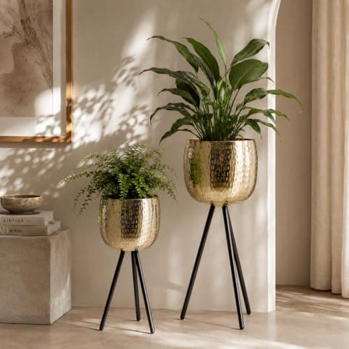 Indian DECORMART Metal Floor Planter Gold with Legs for Living Room Home and Garden Indoor Pot