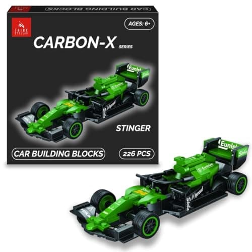 Think Stellar F1 Racing Car Building Blocks Set – 225+ Pieces Toy Car Construction Kit for Kids 6+ & Adults | Build 8 Unique Formula Race Cars | STEM Educational, Birthday Gift Toy (Stinger)