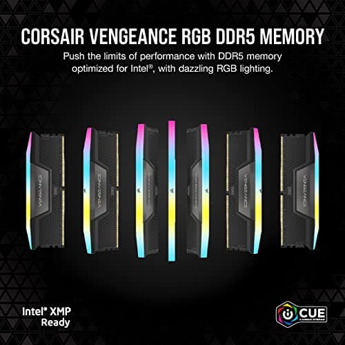 CORSAIR Vengeance RGB DDR5 32GB (2x16GB) 6000MHz CL36 Desktop RAM Kit – Intel XMP 3.0 Compatible – Black 2