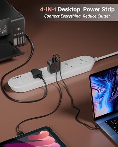 FEDUS Surge Protector, 4 Universal Sockets with Individual Switch, 2 Meter 6.5 Feet Long Cable, Extension Board Cord, Automatic Overload Protection, Fireproof Power Strip Switch Board, Spike Guard 2
