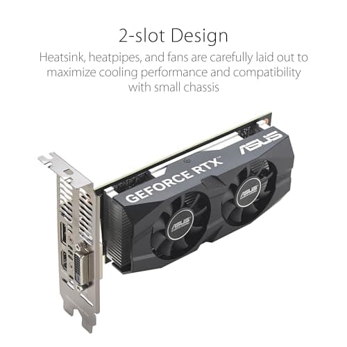 ASUS GeForce RTX™ 3050 LP BRK OC Edition 6GB GDDR6 (IP5X dust Resistance, Dual Ball Bearings, Stainless Steel Bracket, PCIe 4.0, DLSS 3, HDMI 2.1, DisplayPort 1.4a, DVI-D and More) 4