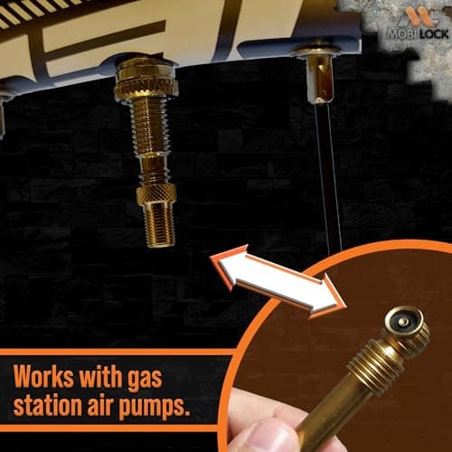 5 Pcs (+ 10 Caps) Brass Presta Valve Adapter - Convert Presta to Schrader/Auto for All Types of Bikes, e-Bikes and e-Scooters - Inflate Tire Using Standard Pump or Air Compressor - by Mobi Lock 4