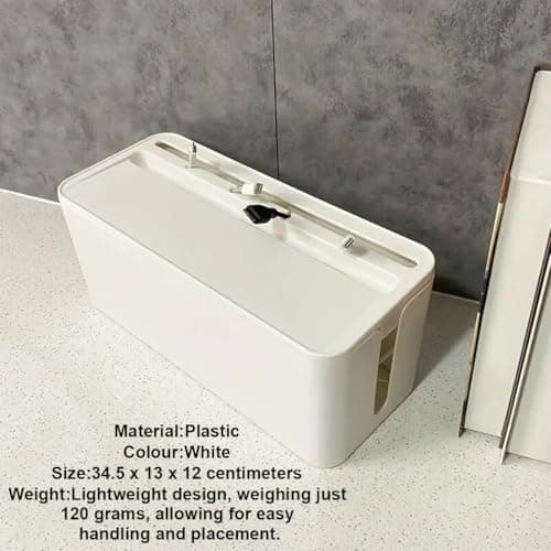 divinezon Cable Management Box Cord Organizer can Manage Hide Plugs Wires Power Strips USB Hub Router TV Computer Desk Cable for Home and Office | White 4