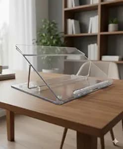 LUVYANSH Table Top Elevator(P.S Sheet 7m.m Standard Size 15 * 21 Inches) Adjustable in-Line Document Holder Ergonomic Slanted Writing Slope and Reading Stand for Desktops,Clear Tablet & Laptop Stand.