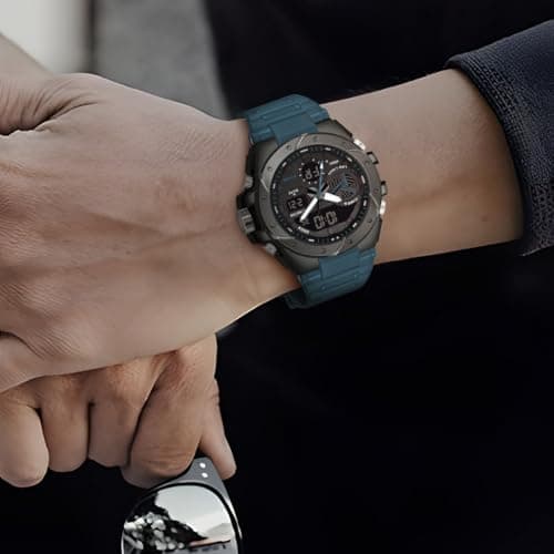 Carlington Analog-Digital Sports Watch Chronograph, Dual Time,Alarm, Stopwatch, Calendar, Water-Resistant, Shock-Resistant, Back Light Display. The Perfect Watch for Men-CT9140 Series (Teal) 4