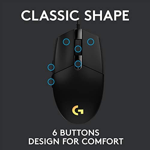 Logitech G102 Light Sync Gaming Mouse with Customizable RGB Lighting, 6 Programmable Buttons, Gaming Grade Sensor, 8 k dpi Tracking,16.8mn Color, Light Weight (Black) (910-005802) 4