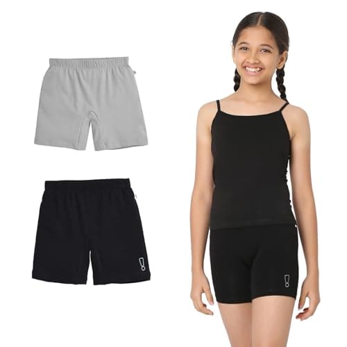 YouGotPlanB Cotton Inner Shorts for Girls | No-Mark Elastic Waistband | Supersoft & Stretchy | Antibacterial & Antimicrobial Black, Grey