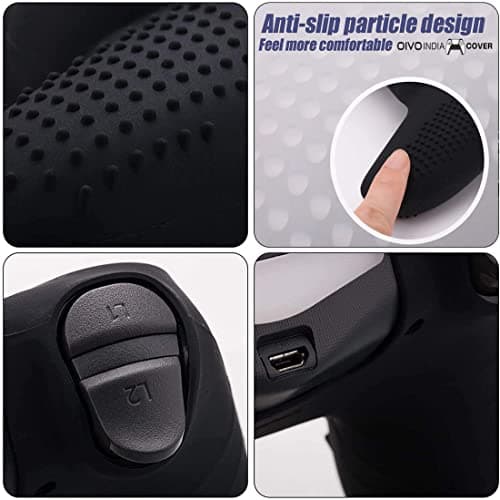 OIVO INDIA Black & White Controller Silicone Cover Case PS5 Controller Skin Anti Slip Protective Case Sleeve Compatible with Sony PlayStation 5 Controller (Pack of 2) 6