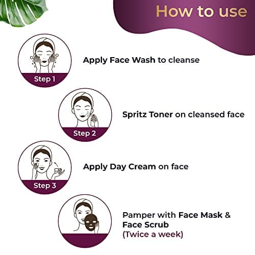 PILGRIM French Red Vine Premium Face Care Kit with Face Wash & Jute Kit Bag | Face Mask 100gm, Face Cream SPF 30 50gm, Face Scrub 50gm, Face Mist & Toner 100ml | Men & Women 4