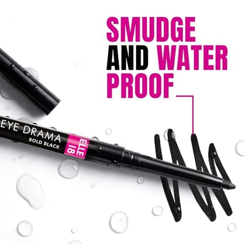 Elle 18 Eye Drama Kajal|| Super Black- Smudge-Proof|| Waterproof|| 0.35 g 3
