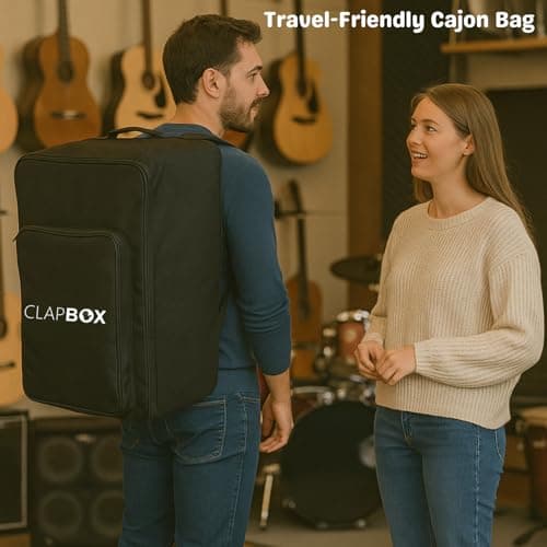 Clapbox Cajon Bag - Universal Size for all Cajons, 10 mm Padding (H:50cm W:30cm L:30cm) - Standard Size, Cajon Gig Bag with Carry Handle and Shoulder Straps 2