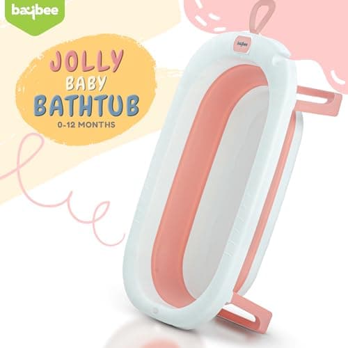 Baybee Jolly Kids Bath Tub for Baby 0 to 5 Years Foldable Baby Bathtub for Kids with Anti Skid Base & Drainer, Mini Swimming Pool for Kids, Newborn Baby Folding Bathing Tub for Girls & Boys (Pink) 3
