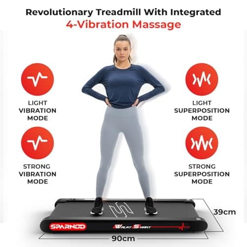 Sparnod Fitness WalkyShaky Walking Pad Treadmill for Home Use Foldable Compact 2.5 HP DC Motor Running Machine with Vibration Modes Mini Walkpad 120kg Capacity Cardio Equipment Under Desk Fitness 5