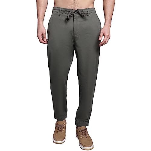 Cantabil Men Olive Cotton Blend Jogger Trackpant (MJOG00002_Olive_34)