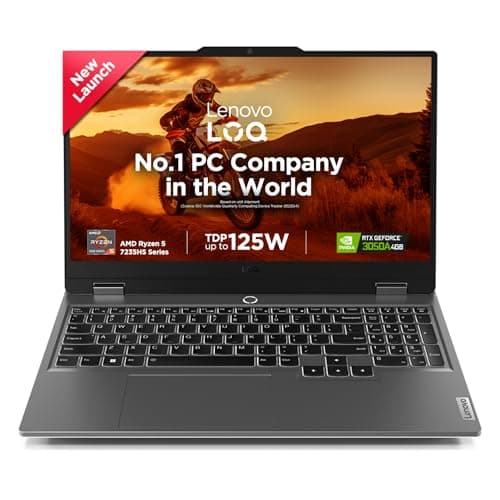 Lenovo LOQ AMD Ryzen 5 7235HS | NVIDIA RTX 3050A 4GB (16GB RAM/512GB SSD/144Hz Refresh Rate/15.6" (39.6cm)/Windows 11/Office Home 2024/3 Mon. Game Pass/Grey/2.4Kg), 83JC00LSIN AI Gaming Laptop