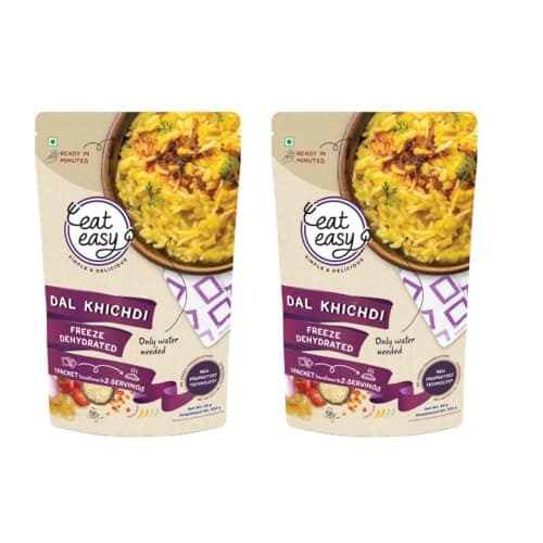 Eat Easy Ready To Eat Dal Khichdi (92gm- Pack of 2) | Just Heat & Eat | High Protein & Fiber | Light on Stomach | No Preservatives | Instant Food for Travel, Hostel, Trekking, Camping, Hiking, Office