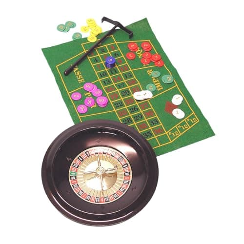 UJEAVETTE 10 Inches Roulette Wheel 100 Chips and Table Mat Included for Bar Night Game