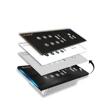 i380 6 modular Smart Wifi Switch Board with 4 Switch,1 Fan,1 Socket, C & A type USB charging ports|Finger-touch, App Control, Voice-controlled by Alexa, Google Home, Google Assis (SLVR_MB)