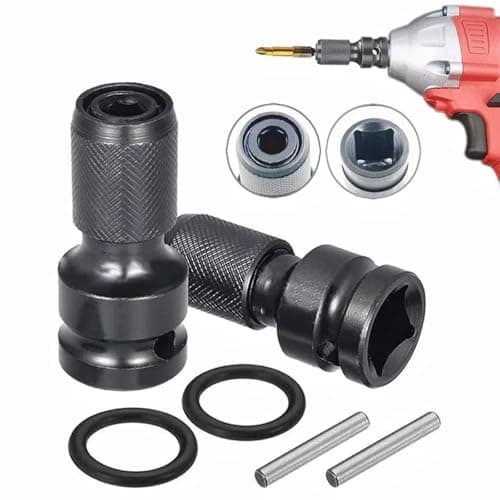 Sunkizzrs® 2-Set Rapid Release Converter—1/2" Square Drive to 1/4" Hex Female Socket Adapter—Quick Release Impact Bit Holder—Drill Chucks Adaptor Conversion for Impact Wrench included Ring & Rod