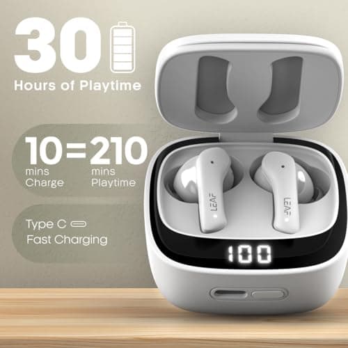 Leaf Buds X614 True Wireless ANC in Ear Earbuds with Ai Sound App,Active Noise Cancellation,Transparency Mode,30H Playtime,Quad Mic Enc,40Ms Low Latency,13Mm Driver,Ipx5,Bluetooth V5.3(Pure White) 4