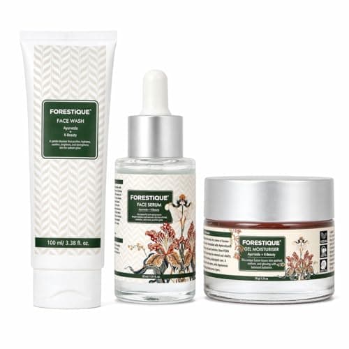 FORESTiQUE Skincare Combo Set – Face Wash, Face Serum & Gel Moisturiser | Ayurveda + K-Beauty | Complete Daily Skincare Kit (Pack Of 3)