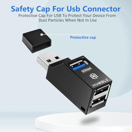 Humble 3 Ports USB 3.0/2.0 Multiport Adapter with Transfer Speed Upto 5 Gbps, USB Expander Plug & Play for PC, Laptop & Mac (Black) 4
