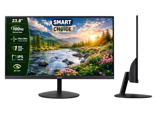 Acer SmartChoice SA242Y E 23.8 Inch Full HD IPS Monitor I 100Hz Refresh Rate I 1ms VRB I AMD FreeSync I Ultra Slim ZeroFrame Design I VisionCare I HDMI & VGA Inbox HDMI Cable I VESA Mount I Black