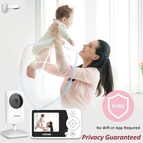 VTimes Baby Monitor with Camera and Audio, No WiFi, 2.4" LCD Screen, Two-Way Talk, Portable, Night Vision, 1000ft Range, Temperature Sensor, Alarm and Lullaby, for Baby Shower 2