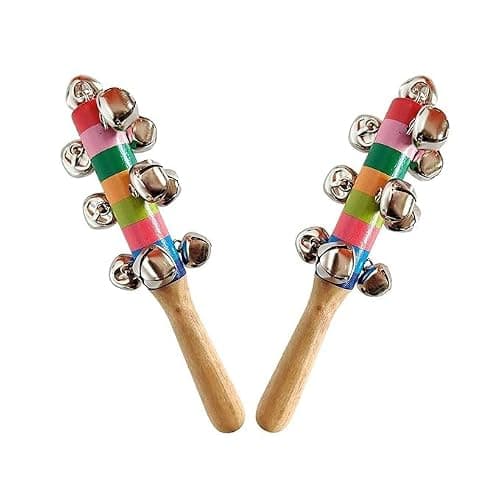 sk handicrafts Handmade Non Toxic Colorful Wooden Baby Rattle Toy - Set of 4 pcs 3