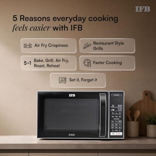 IFB 21L Air Fry Convection Microwave with 5 in 1 Versatility Bake, Grill, Roast, Reheat & Multi-Stage Cooking, Auto Cook Menus (21SC5, Silver, Weight Defrost, Steam Clean, 10 Power Levels) 3