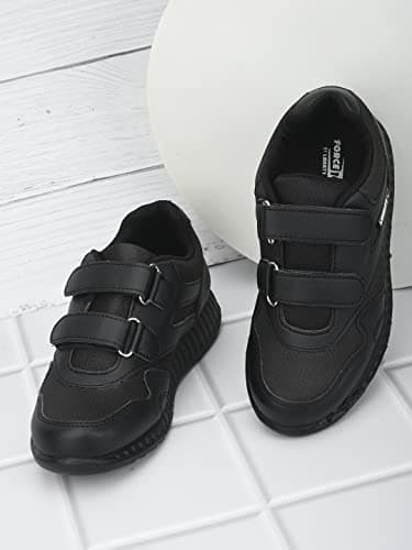 Liberty Force10 9906-90VGN Kids Velcro School Shoes with PVC Upper | EVA Sole | Comfortable & Lightweight | Quick-Wear Elastic Laces | Stylish & Modern (1 UK - Black) 3