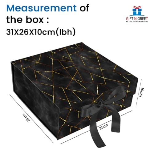 Gift N Greet 1Pcs Large Multipurpose Gift Box Decorative Folding Paper Gift Box with Ribbon | Paper Gift Hamper Boxes for christmas wedding Return Gifts, | gift boxes for Return Gifting (Black Rigid B 2