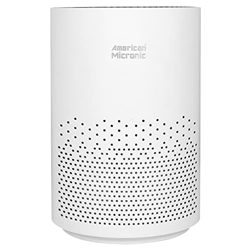 AMERICAN MICRONIC® Portable Air Purifier with HEPA & Activated Carbon Filter | 275 m³/hr CADR | Removes 99.97% Pollutants, Allergens, Smoke & Odours | Timer & LED Display | Ivory & Grey 2