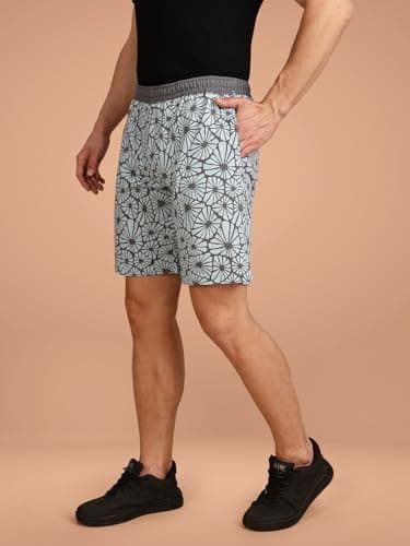 BULLMER Regular Fit Cotton Blend Summer Shorts for Men - Pack of 1 | Printed Shorts for Men Grey2 XXXX-Large 2