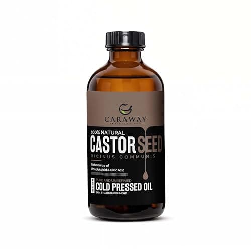 CARAWAY Organic Cold Pressed Castor Oil – Edible for Constipation Relief & Hexane-Free Castor Oil for Hair Growth, liver detox Skin & Joint pain glass bottle – 236 ml / 8 oz