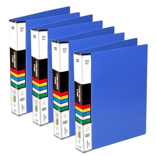 HATHIYANI Plastic File Folder 2D Ring Binder A4 Size Tough & Durable Ring Binder Box Board File(Heavy Plastic/and Color May Very)(Blue) (Pack of 4)